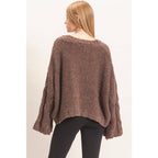 Cable Knit V-Neck Sweater