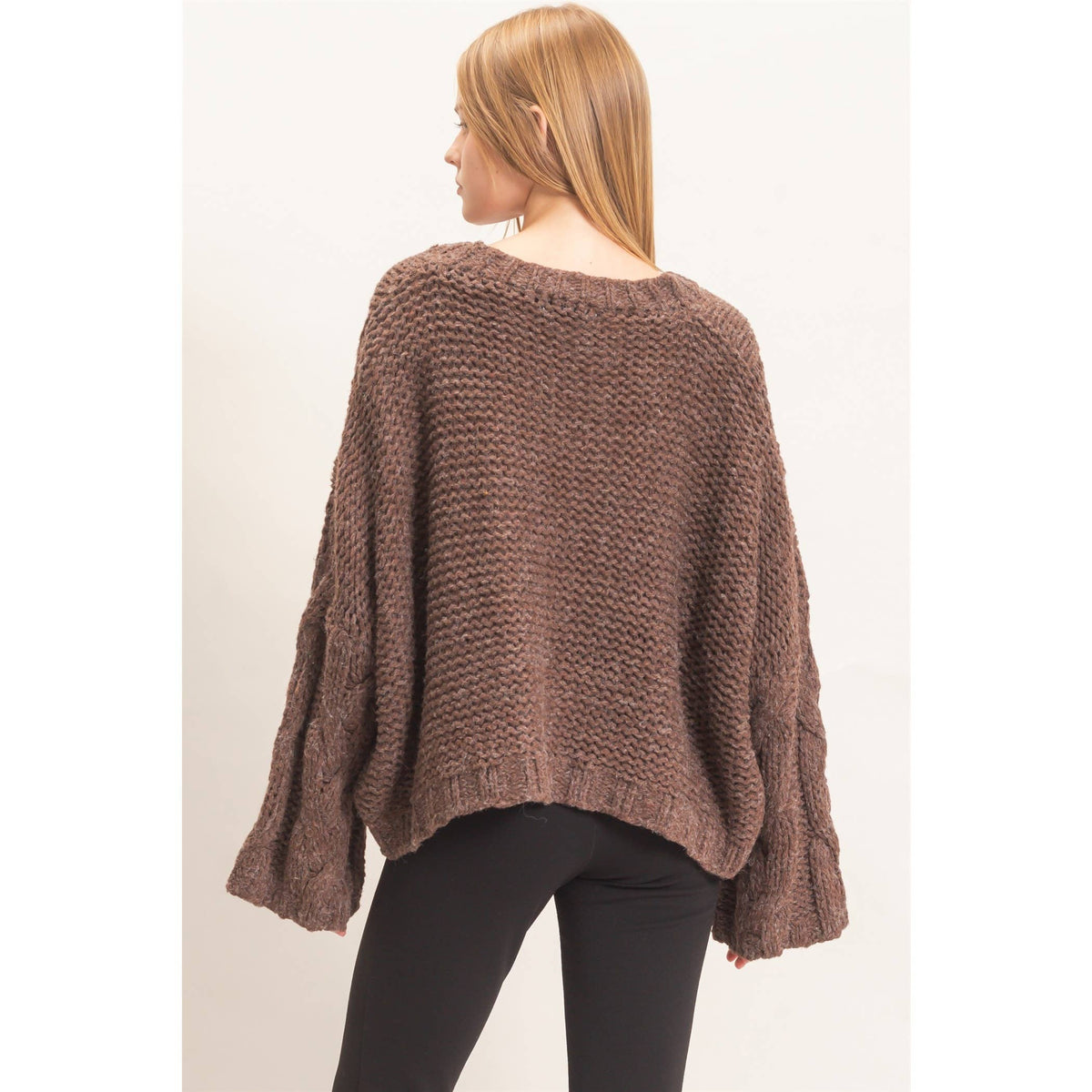 Cable Knit V-Neck Sweater