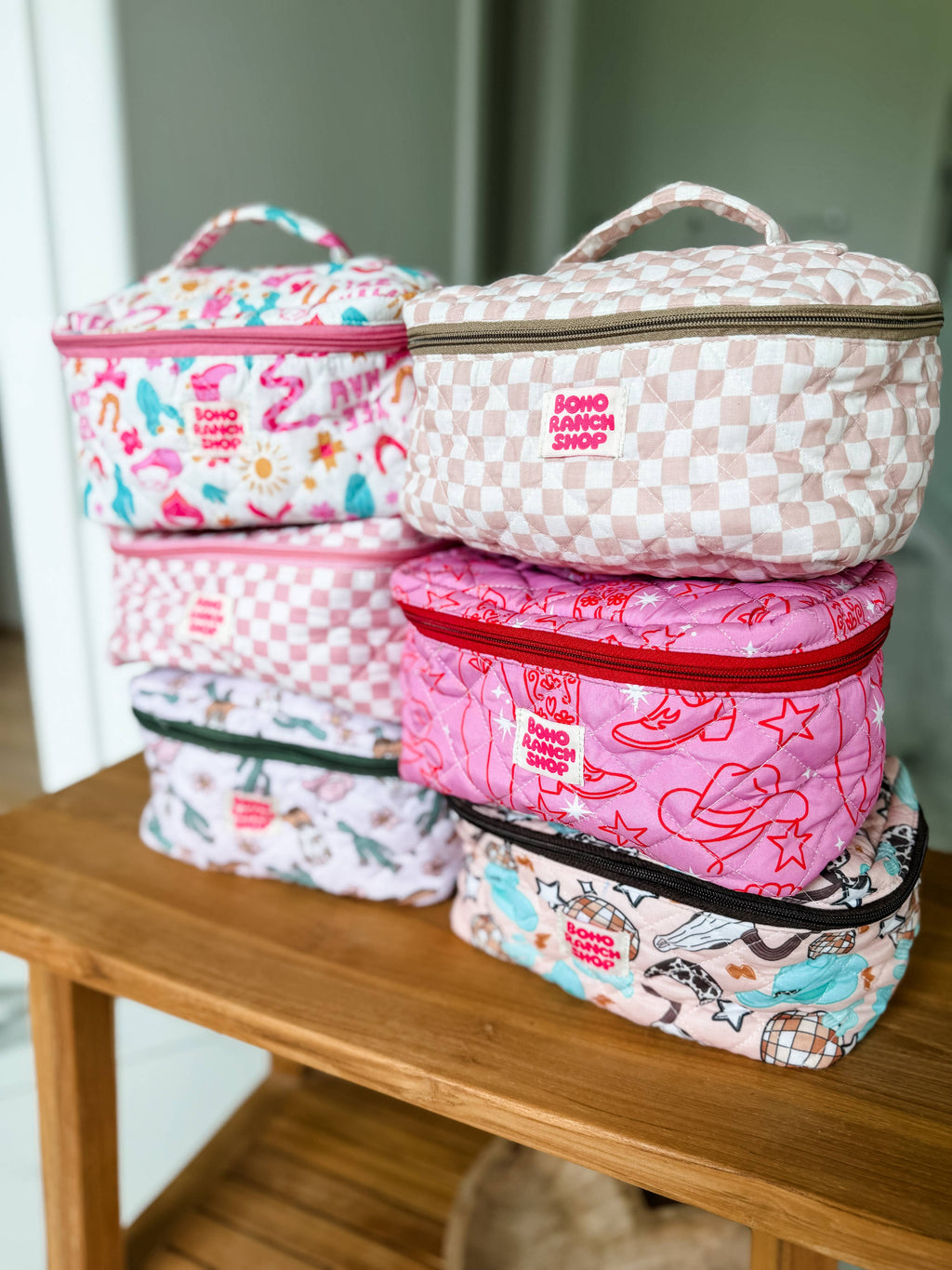 Quilted Western Makeup Bag  | Cowgirl Cosmetic Bag Fabric 