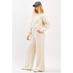 QUILTED CREW NECK SWEATSHIRT AND PANTS SET
