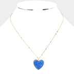 Druzy Heart Pendant Necklace