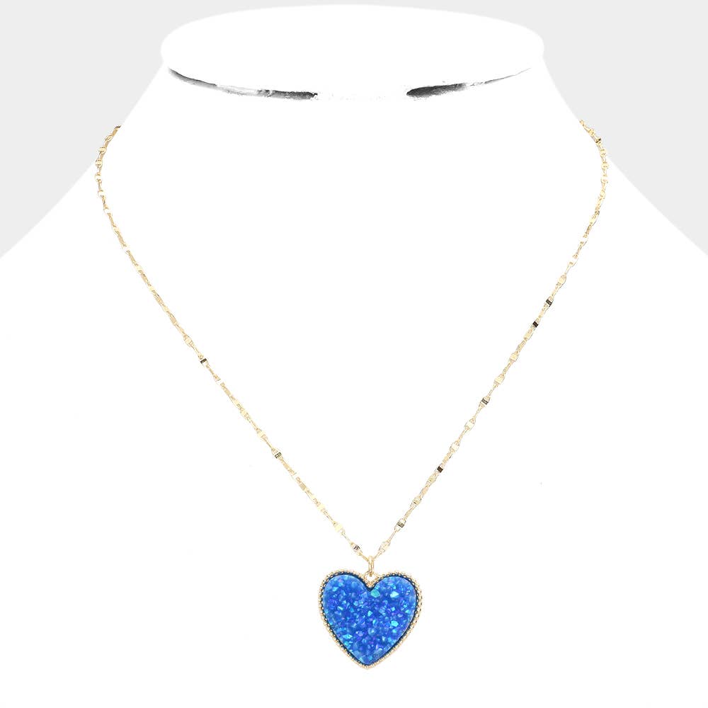Druzy Heart Pendant Necklace