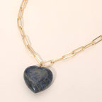 Resin Puffy Heart Pendant Paperclip Chain Necklace