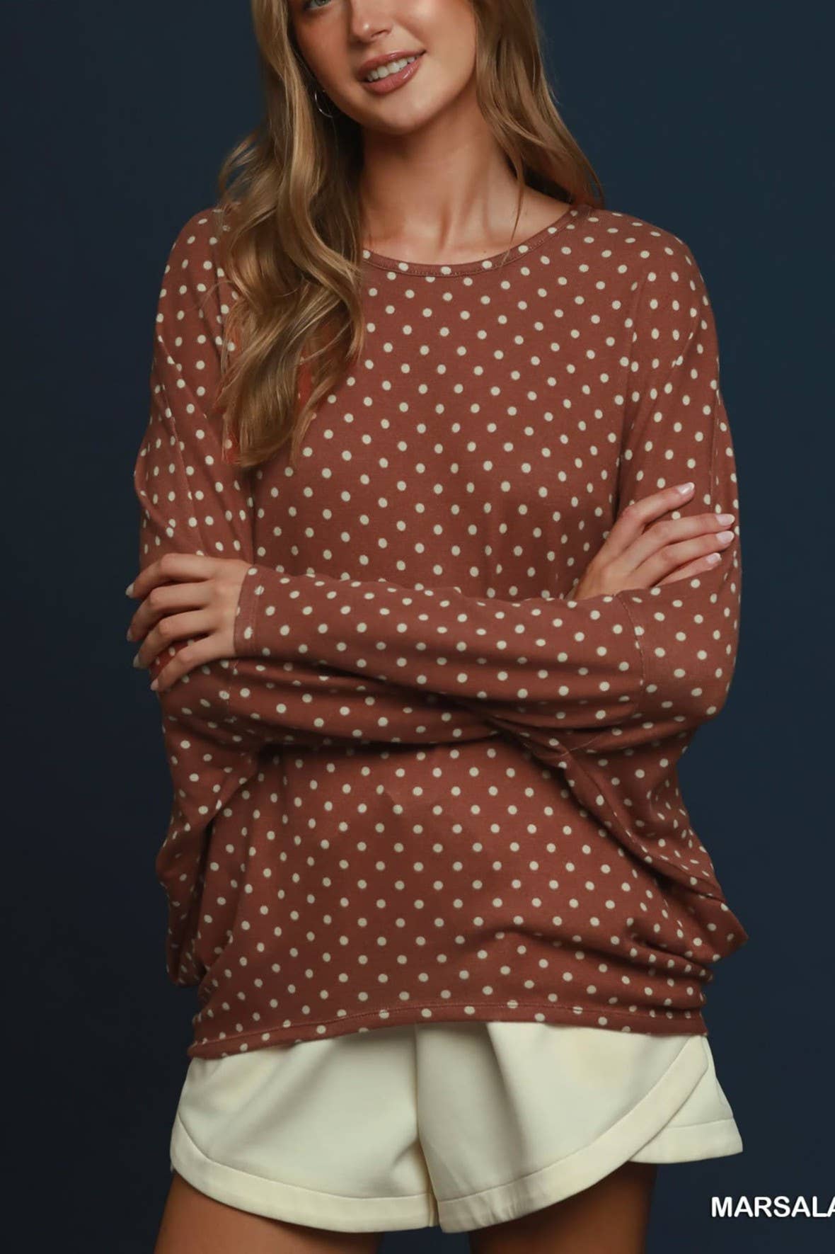 Polka Dot Knit Oversized Top