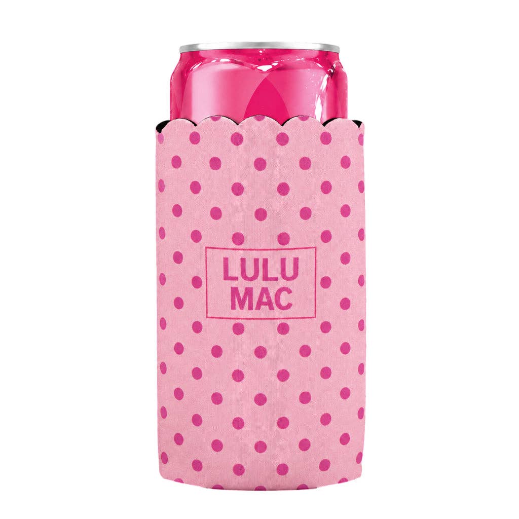 LM-SKZ-1005 Slim Can Koozie Pink/Hot Pink Dot