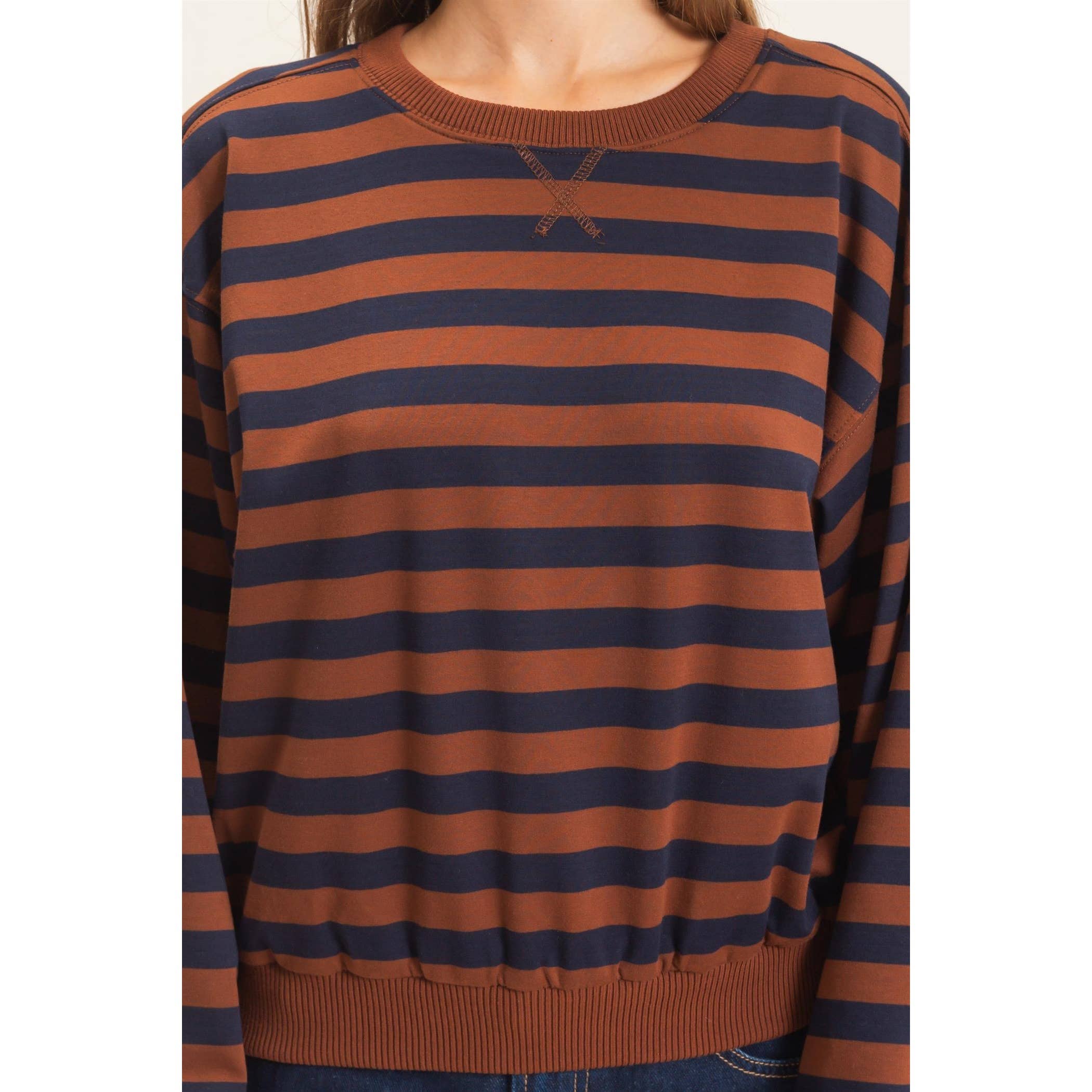 Striped Crew Neck Sweatshirt