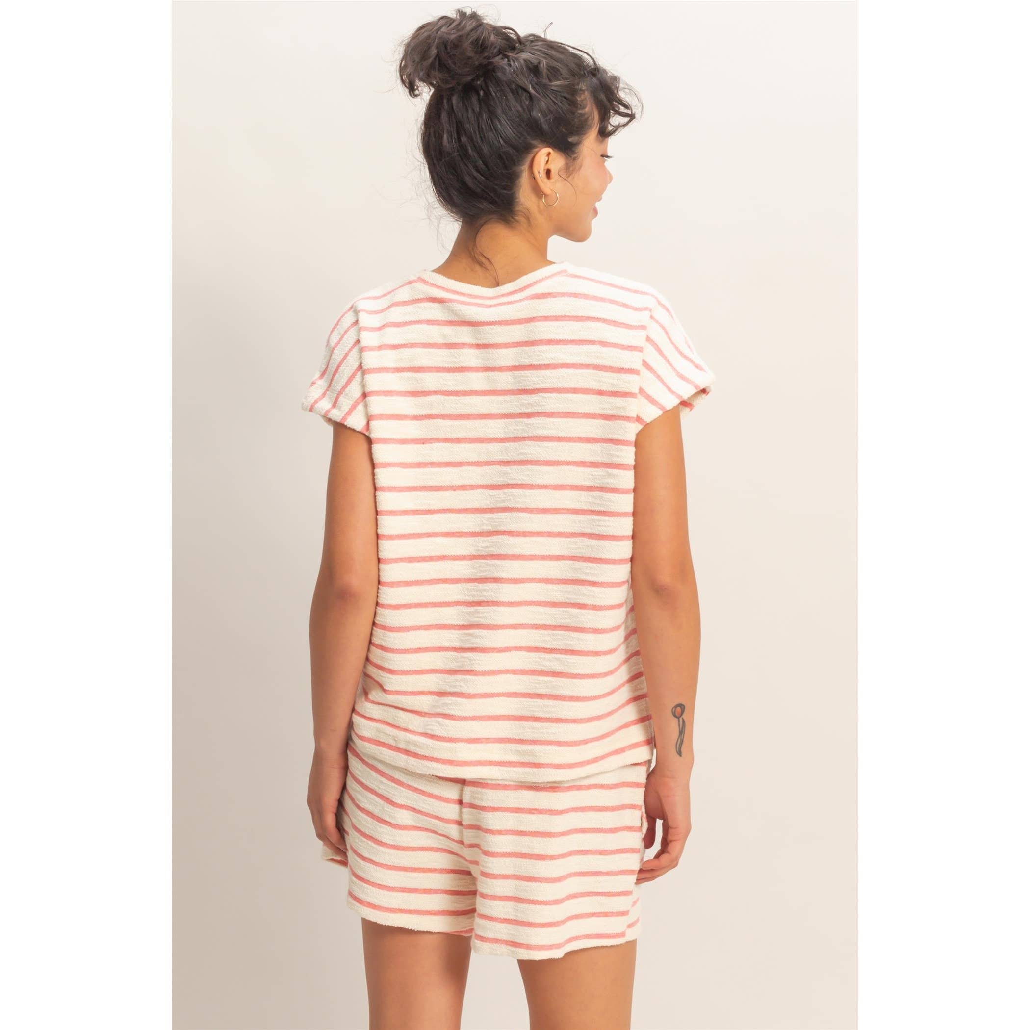 Striped Round Neck Short Sleeve Top