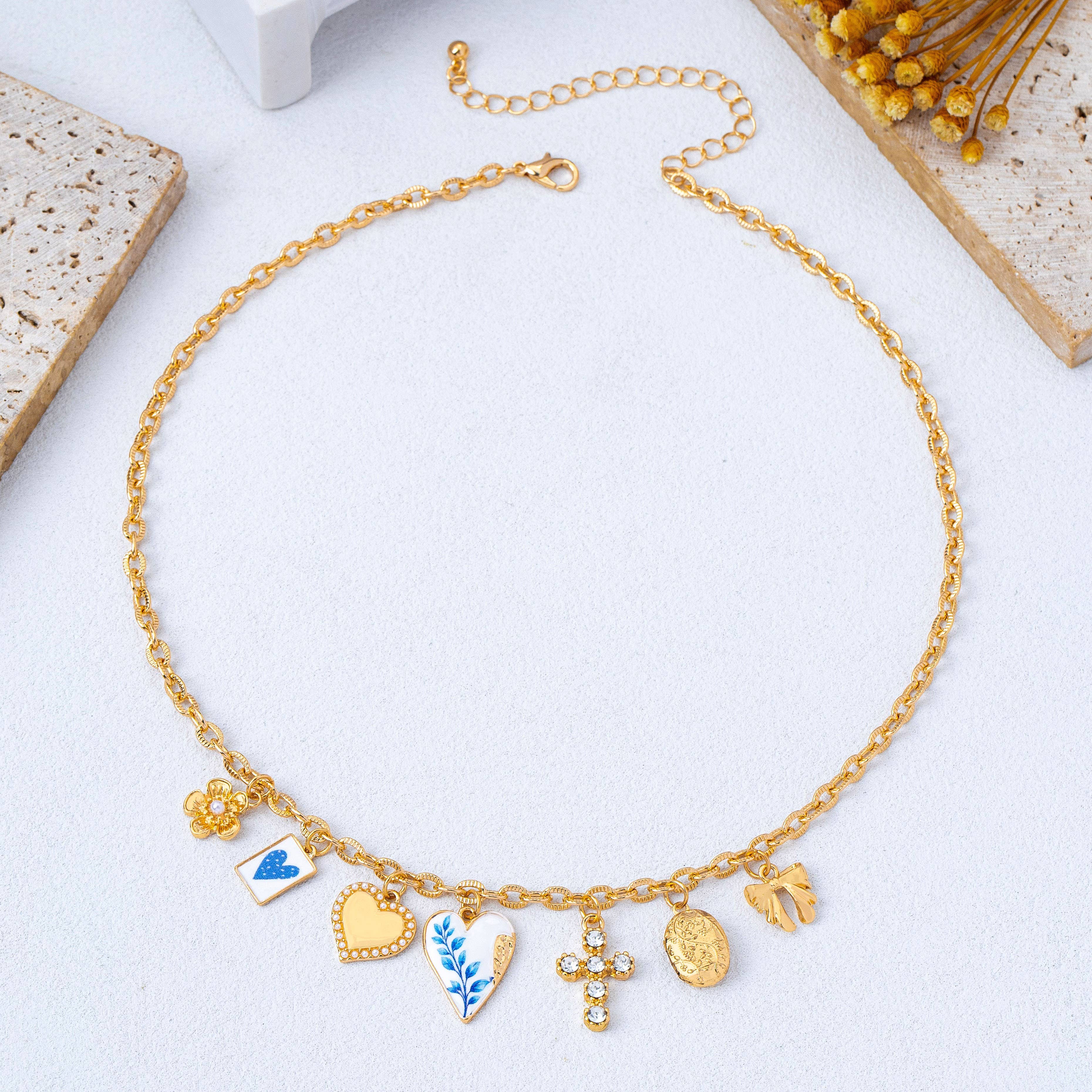 Vintage Coquette Multi-Charm Link Necklace | 80N93423