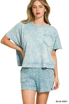 Halo Snow Washed Boxy Top N Shorts Set