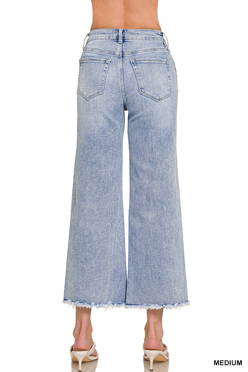 High Waist Wide Leg Straight Denim Pants - Zenana