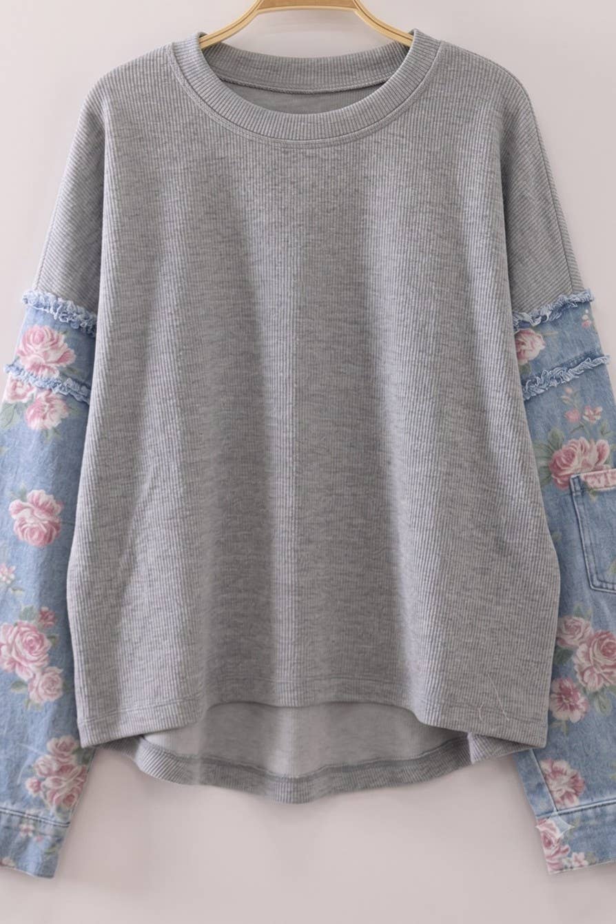 Contrast Print Sleeve Thermal Top