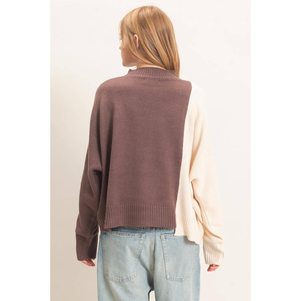 Two-Tone Knit Sweater