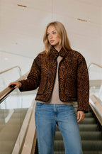 LEOPARD PRINT SNAP BUTTON JACKET