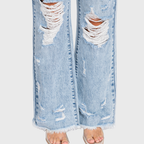 P865VXF-LT DESTROYED HIGH RISE RIGID VINTAGE FLARE JEANS