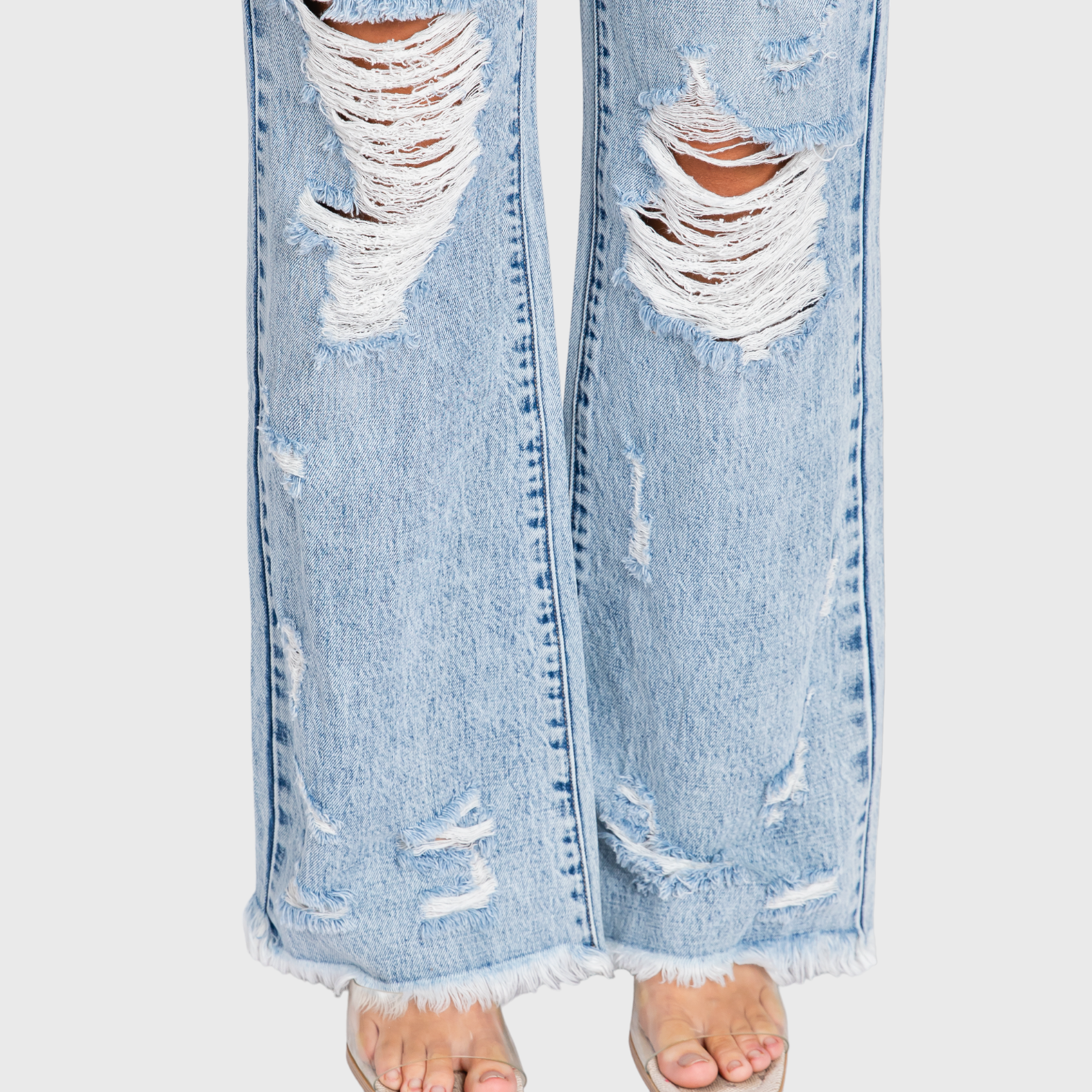 P865VXF-LT DESTROYED HIGH RISE RIGID VINTAGE FLARE JEANS