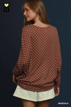 Polka Dot Knit Oversized Top