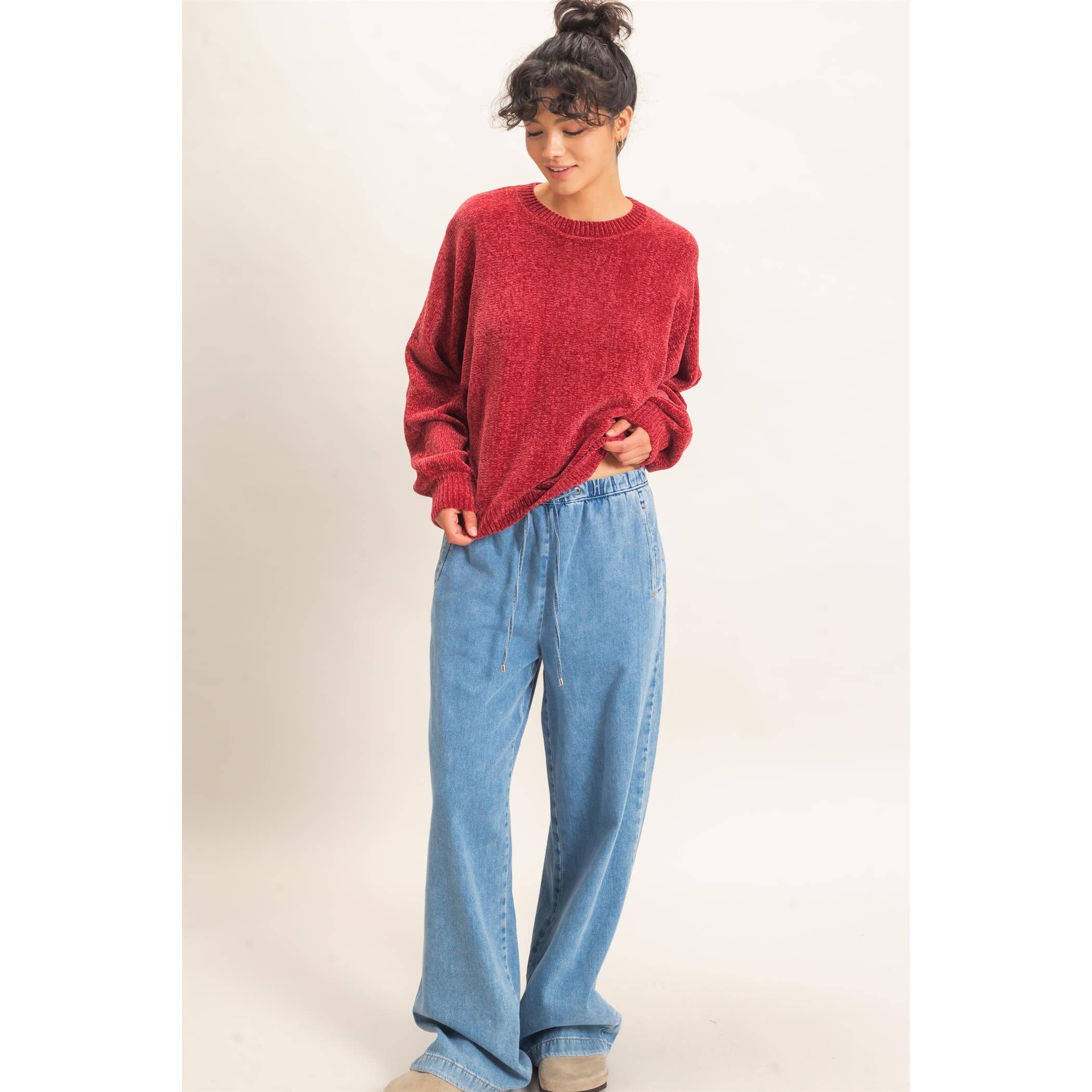 Chenille Crew Neck Sweater