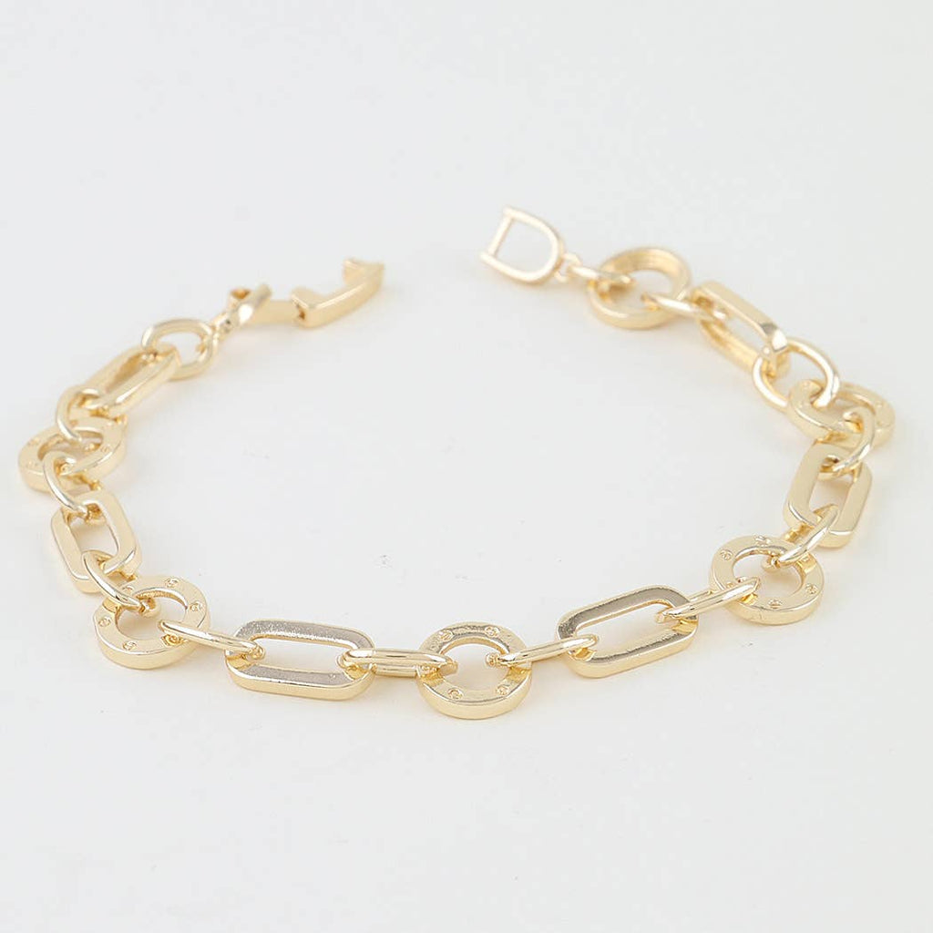 Multi Polished Toggle Link Chain Bracelet