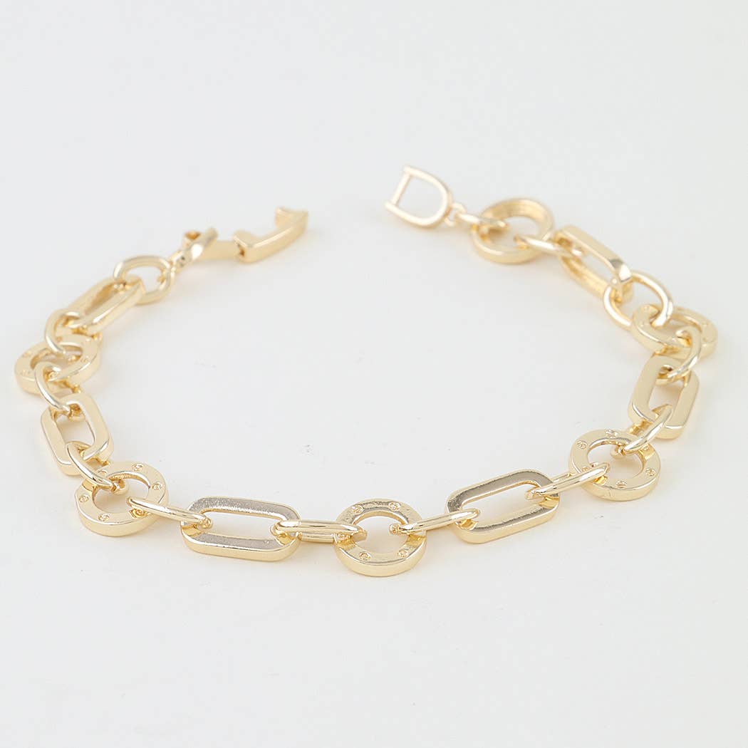Multi Polished Toggle Link Chain Bracelet
