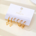 Gold-Tone Cross Baguette Hoop Earring Trio Set | 80E62865