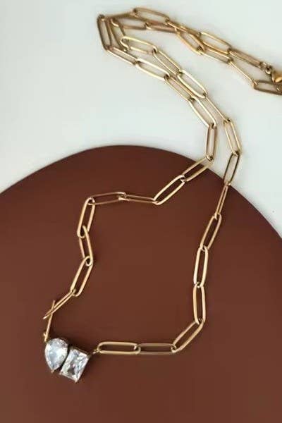 18K STAINLESS STEEL TARNISH FREE RHIN NECKLACE | 40NK9634