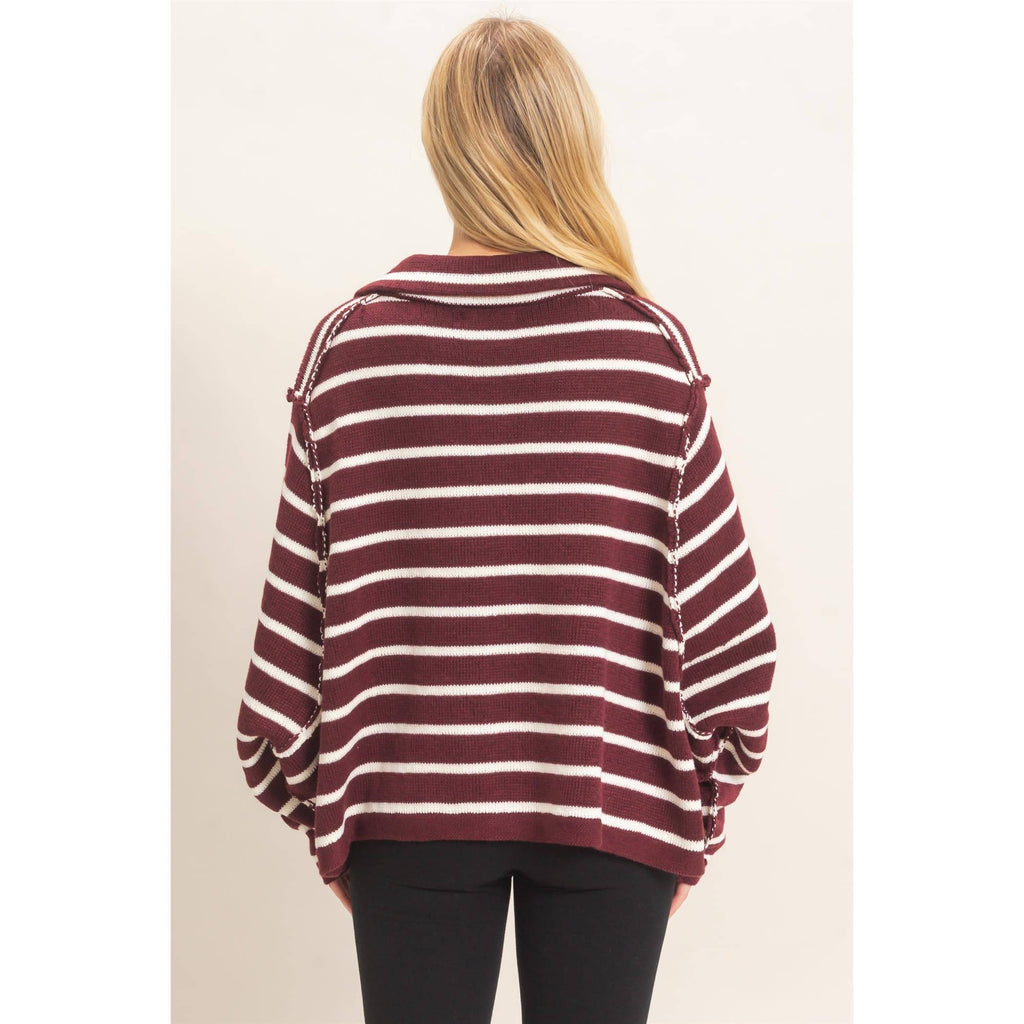 Striped Button Front Cardigan