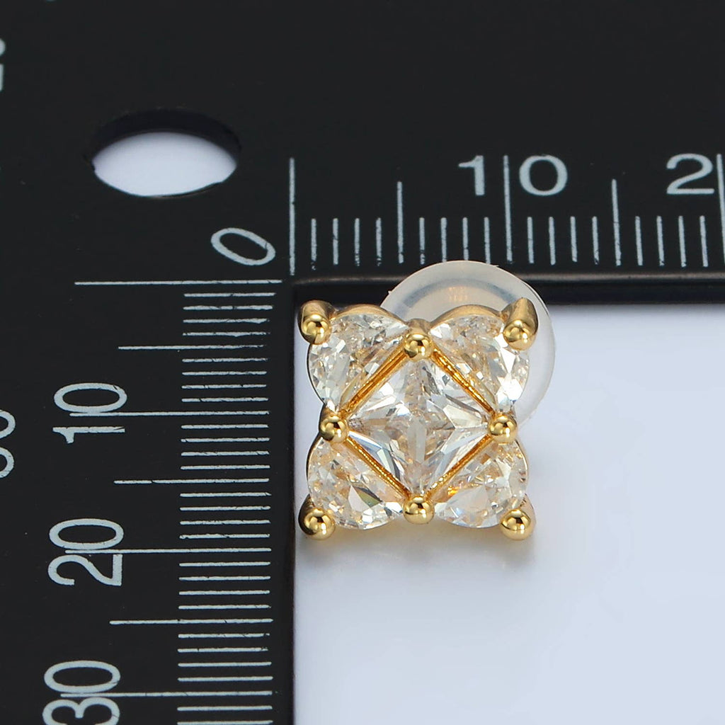 24K Gold Filled Geometric Square Stud Earring