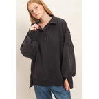 Mineral Wash Snap Collar Pullover