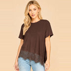Asymmetrical Lace Trim Top B