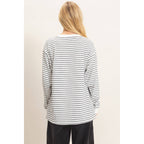 Striped Long Sleeve Crew Neck Top