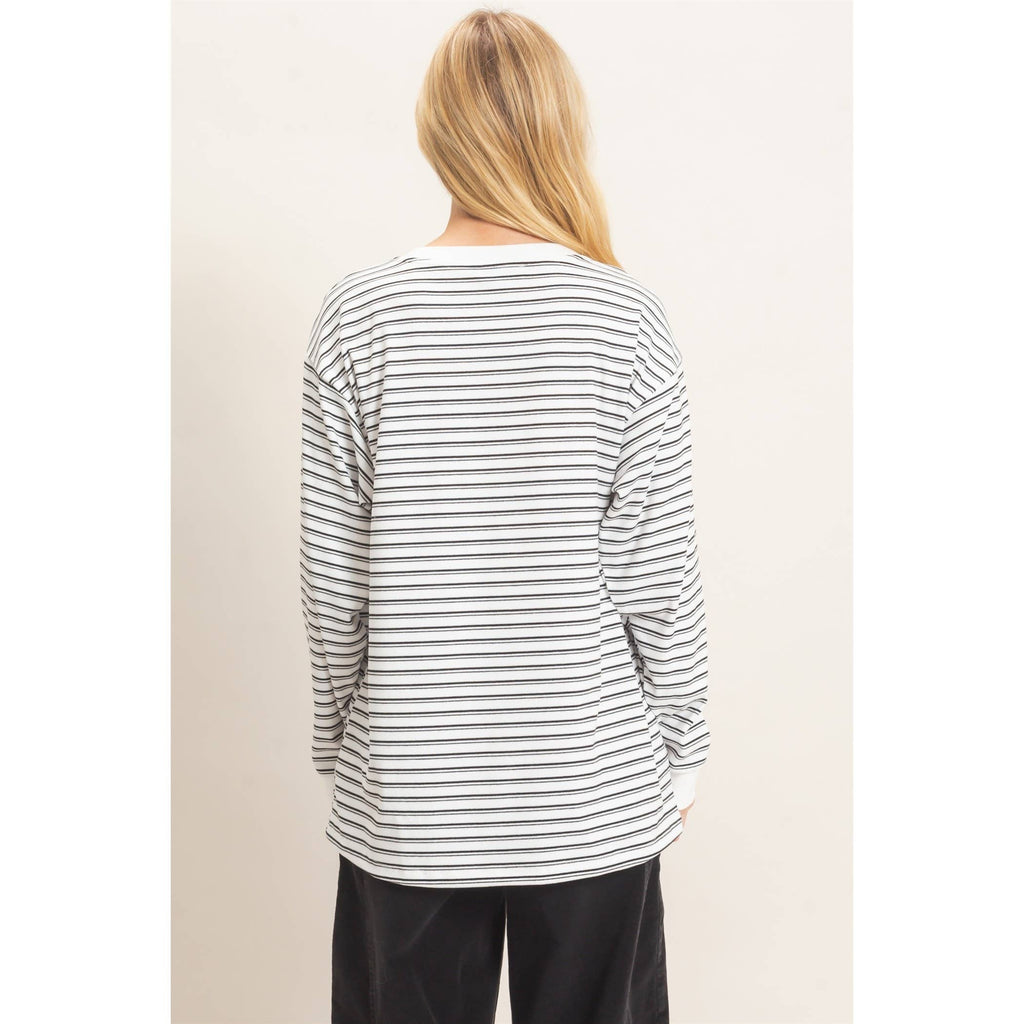 Striped Long Sleeve Crew Neck Top