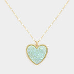 Druzy Heart Pendant Necklace