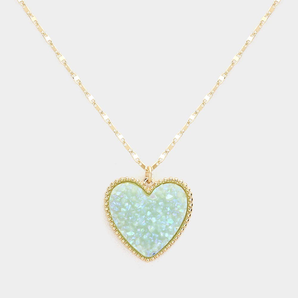 Druzy Heart Pendant Necklace