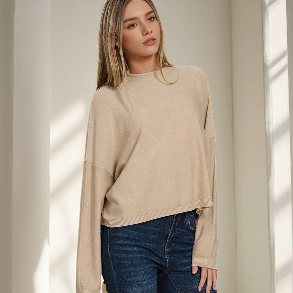 Mock Neck Fall Crop Sweater