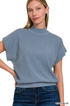 Mock Neck Short Dolman Sleeve Sweater