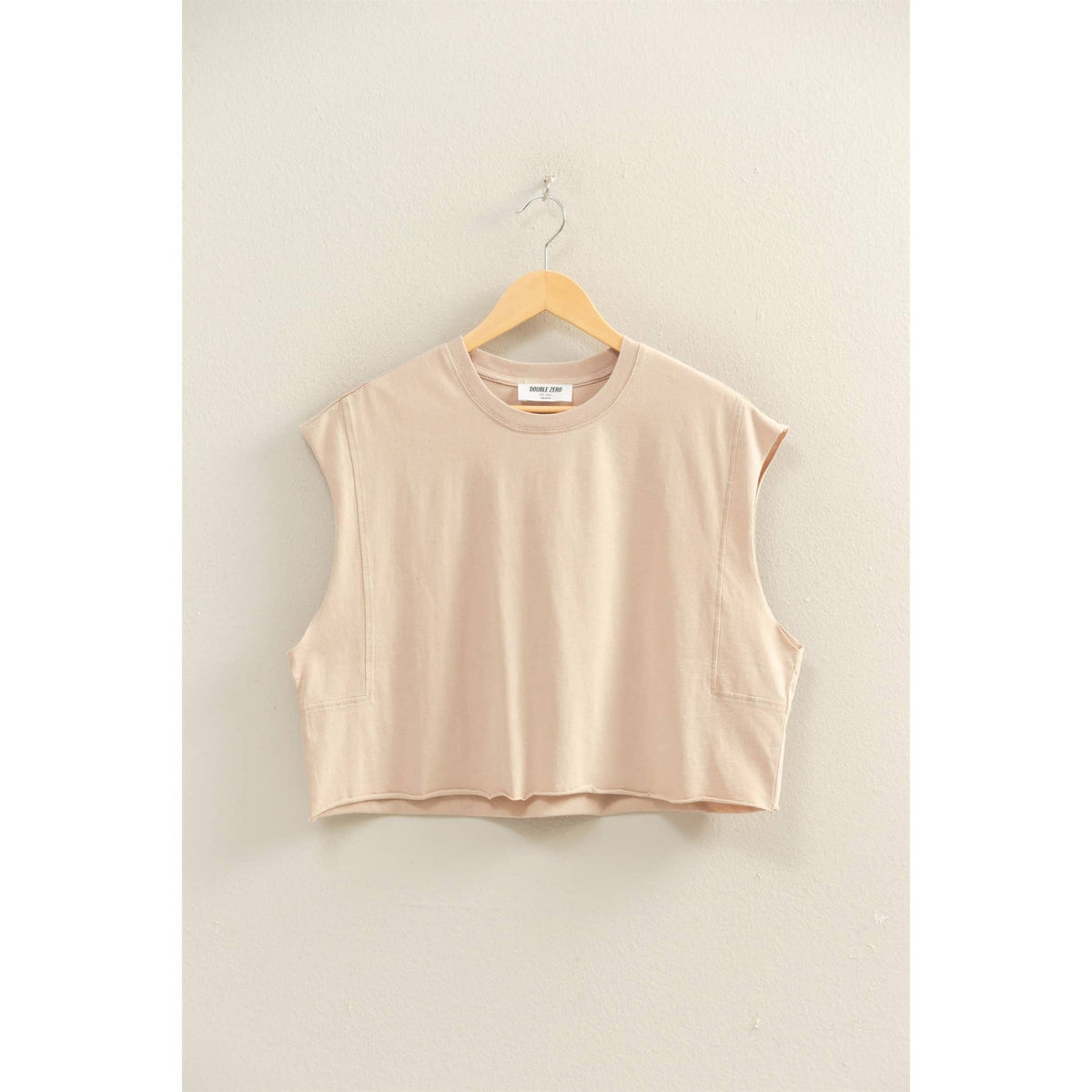 Crew Neck Boxy Sleeveless Cropped Top