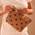 CORDUROY POLKA DOT COSMETIC MAKEUP POUCH BAG | 40P625
