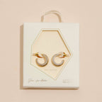 Layered 18k Gold Dip CZ Open Hoop Earrings | 18K Gold-Dipped Layered CZ Open Hoop Earrings