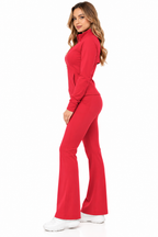 Fleece lined define gold zipper jacket with flare pants set