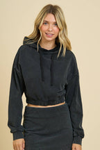 7220SET - WASHED CROPPED HOODIE AND SKIRT SET