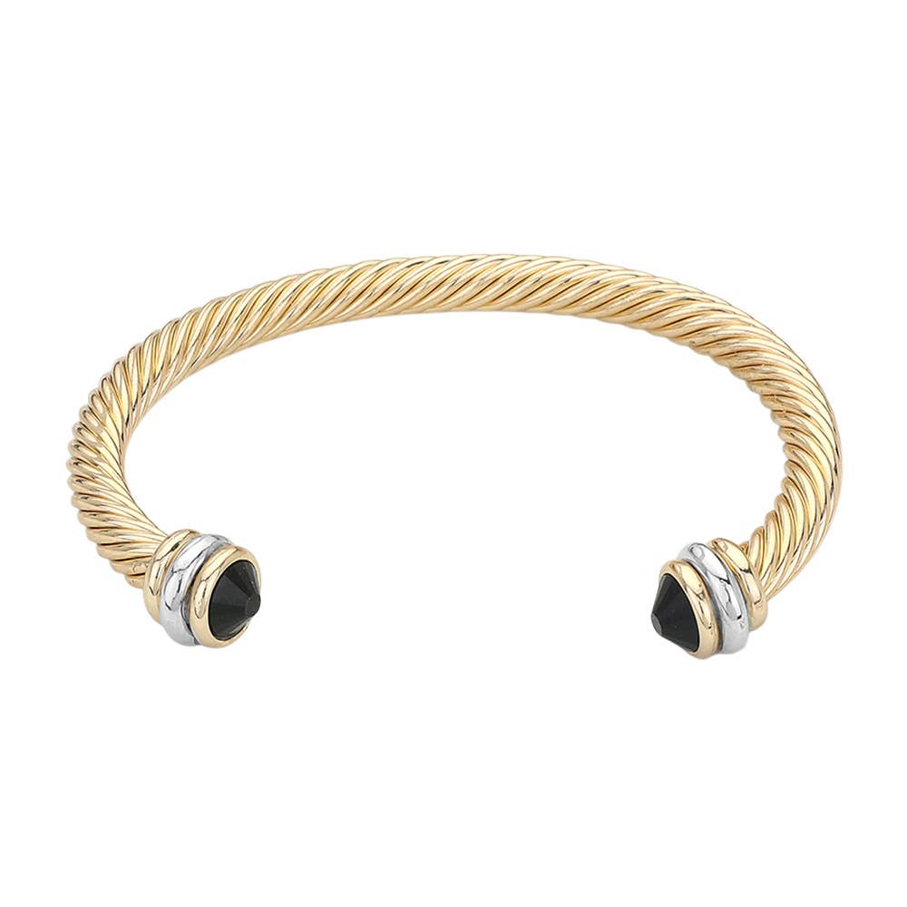 Stone Tip Twisted Rope Cuff Bracelet