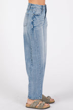 P1305X-LM SIDE SEAM DETAILING HIGH RISE COMFORT BARREL JEANS