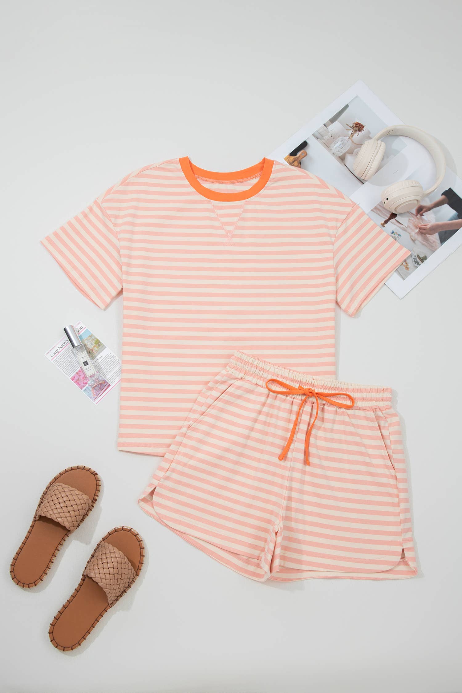 LAS Stripe Looks Contrast Drop Shoulder Loose Tee (S-4X)