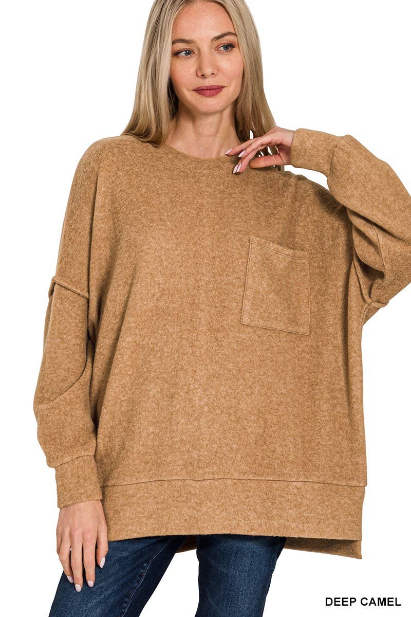 Brushed Melange Drop Shoulder Oversized Sweater