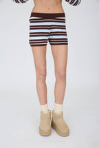 MULTI-COLOR STRIPE RIBBED WAIST KNIT SHORTS
