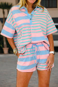 Stripe Exposed Seam Mixed Patchwork Shorts Set SS26 | S-XL