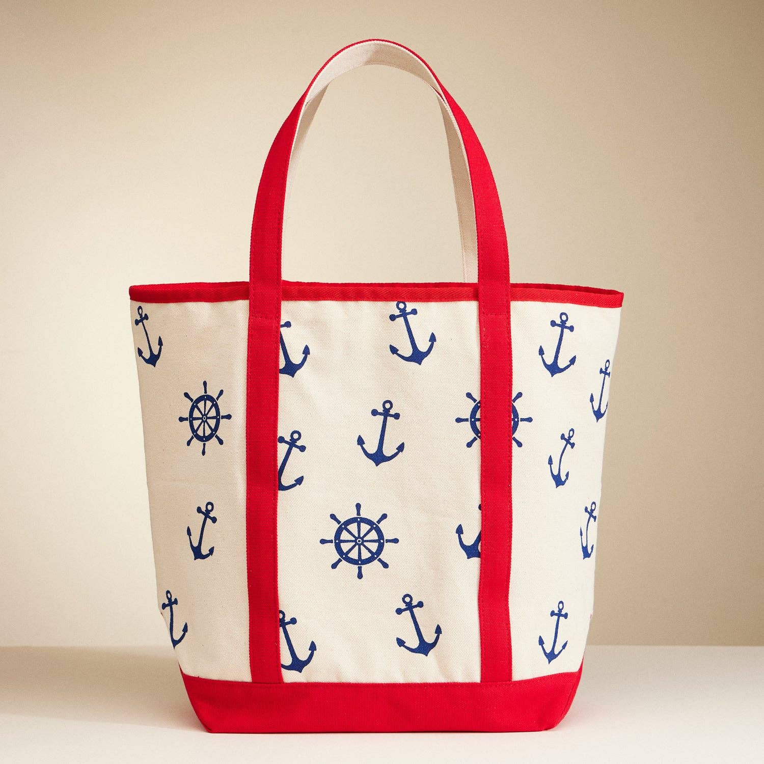 Large Nautical Print Canvas Tote | Beach Carry Bag