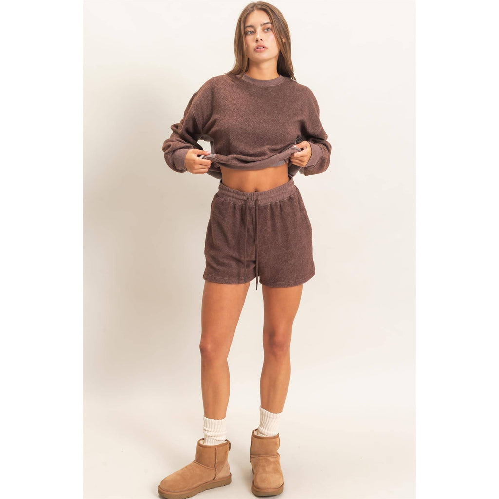 Contrast Sweatshirt & Shorts Set