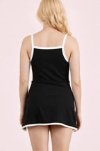 ND32134-Front Slit Activewear Mini Dress W/ Inside Shorts
