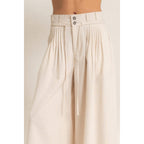 High-Waisted Pintuck Trousers